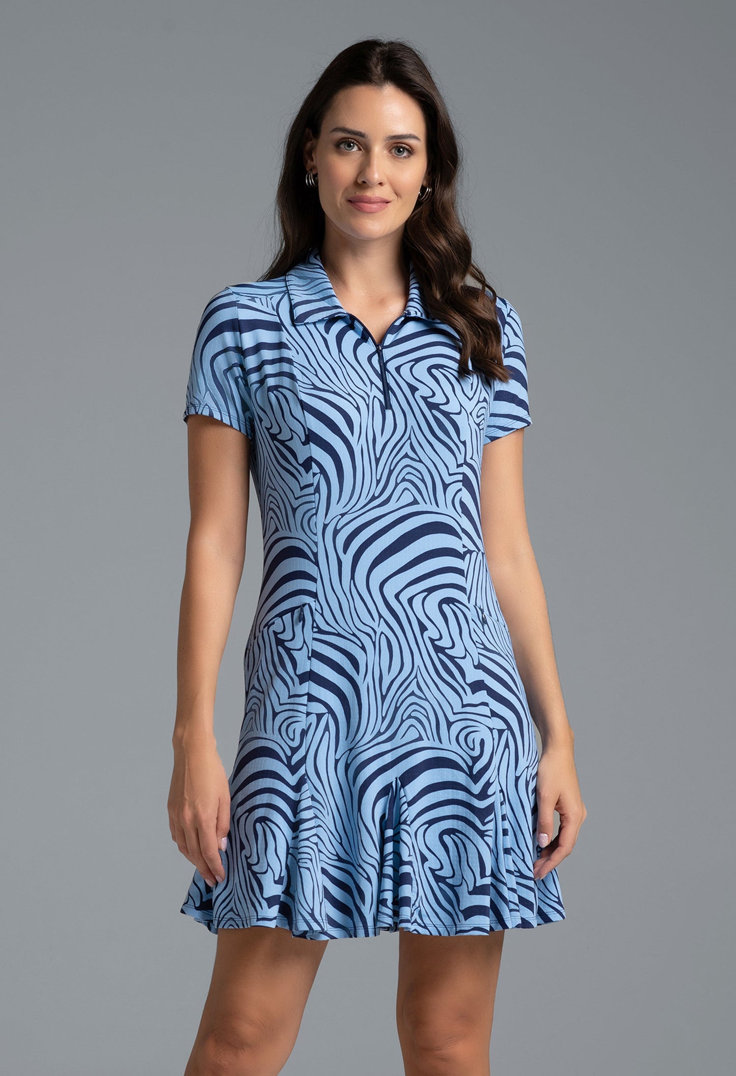 Cecilia Print Short Sleeve Godet Dress – 69932